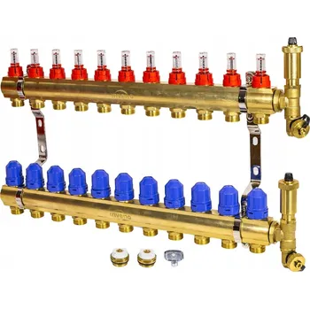 rozdělovač topení INVENA Mosazný rozdělovač podlahového topení PROV PLUS, 11 okruhů