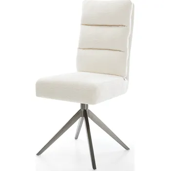 Jídelní židle DELIFE Jídelní židle Pela-Flex bouclé měkký béžová křížová podnož široká grafitová 360° otočná houpací funkce taštičkové pružiny