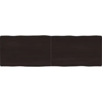 Stolní podložka Nábytek XL Stolní deska tmavě hnědá 160x50x(2-6)cm ošetřený dub živá hrana 364037