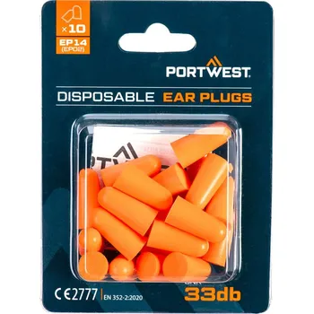 Chránič sluchu PORTWEST Zátky EP14 PU Foam Ear Plugs Blister Pack POR-EP14ORR Oranžová