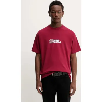 Pánské oblečení Bavlněné tričko Vans VN000PBSBRD1 burgundské 83X, vel. M