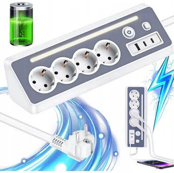 Napájecí kabel Prodlužovací Kabel lišta Bedee 1,5 m 4 ks bílá