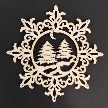 AMADEA Dřevěná ozdoba vločka se stromy 9 cm