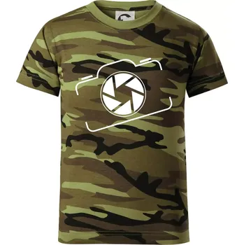 Chlapecké oblečení Zrcadlovka obrys - Dětské maskáčové triko - 122 cm/6 let ( Zelený maskáč )