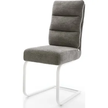 Jídelní židle DELIFE Jídelní židle Pela-Flex bouclé měkký tmavě béžová konzolová podnož plochá bílá taštičkové pružiny