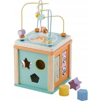 Dřevěná hračka Activity Cube - kostka pro rozvoj dovedností zvířat
