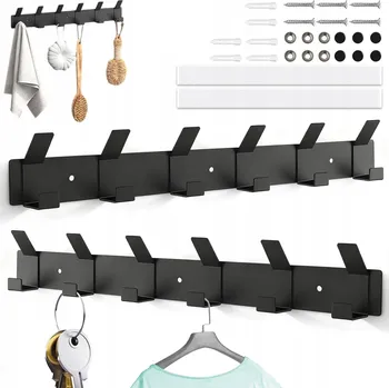 Věšák VĚŠÁK NA OBLEČENÍ NA ZEĎ SADA 2 KUSŮ HLINÍKOVÝ DO KOUPELNY KUCHYNĚ