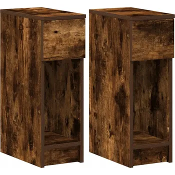 Noční stolek Noční stolky se zásuvkou, 2 ks, kouřový dub, 20x36x60 cm