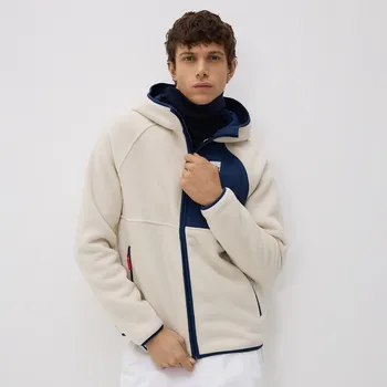 Pánská mikina Reserved - Polarová mikina s kapucí - krémová - 7490H-01X - 7490H-01X-M