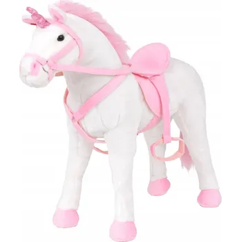 plyšák Plyšový jednorožec, stojící, bílo-růžový, XXL