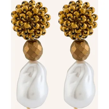 Náušnice Seenberg Dámské Náušnice, zlatá / bílá, one size