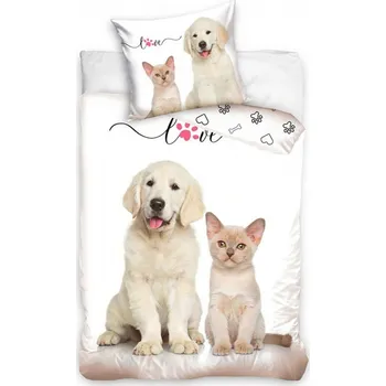 Povlečení fototisk Štěňátko a koťátko 140x200, 70x90 cm