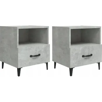 Noční stolek Noční stolky, 2 ks, šedá betonu, dřevotříska