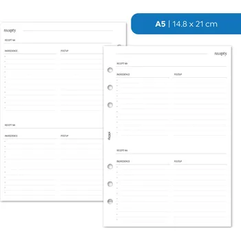 Diář Fleppi Náplň do diáře - Recepty Vyberte velikost náplně: A5 - 6 dírek