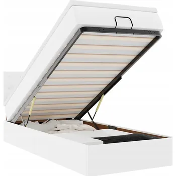 Pohovka Bílá pohovka s úložným prostorem, matrací a topperem, 203 x 100 x 78/88 cm