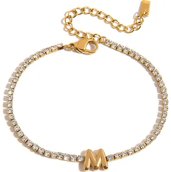 Náramek ELENYS Písmeno M – pozlacený náramek 18K žluté zlato Délka náramku: 16+5 cm / max. 21 cm