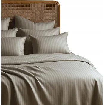 Povlečení Pościel 160x200 beżowa w paski prążki saténové damaškové