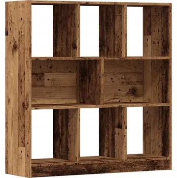 Knihovna Regál na knihy s 8 přihrádkami, staré dřevo, 97,5 x 29,5 x 100 cm