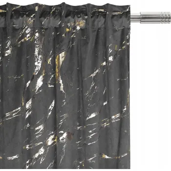 Obraz ZÁVĚS VELUROVÝ ZLATÝ MRAMOR 250CM TMAVĚ ŠEDÝ MRAMOR GLAMOUR ŘASÍCÍ PÁSKA WAVE
