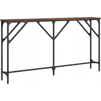 Konferenční stolek Konzolový stolek hnědý dub 140 x 23 x 75 cm s kovovým rámem