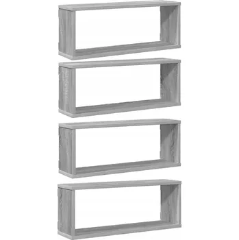 Obraz Závěsné police kostky šedý dub sonoma 60 x 15 x 23 cm, 4 ks