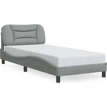 Postel Rám postele s čelem a polštářem, světle šedá, 208x95x74,5 cm