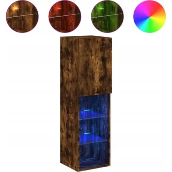 Televizní stolek Televizní skříňka s RGB LED osvětlením, kouřový dub, 30,5 x 30 x 1 cm