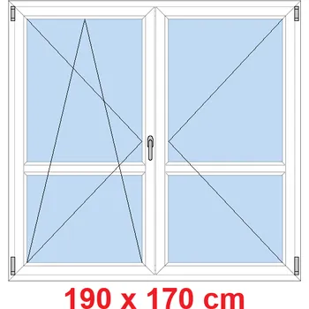 Okno Soft Dvoukřídlé balkonové dveře s příčkou 190x170 cm, otevíravé a sklopné