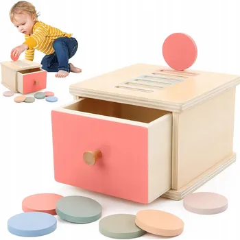 Dřevěná hračka Krabička tvarů 6 v 1 - Zásuvky tvarů - Montessori Hračka