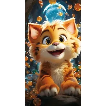 Plážová osuška Cotton world 180x100 cm mikrovlákno s motivem koťátka