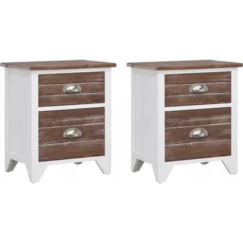 Noční stolek 2 noční stolky Se 2 zásuvkami hnědo-bílé