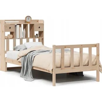Postel Postel s regálem a zásuvkami z masivního borovicového dřeva 228,5 x 96 x 110 cm