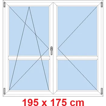 Okno Soft Dvoukřídlé balkonové dveře s příčkou 195x175 cm, otevíravé a sklopné