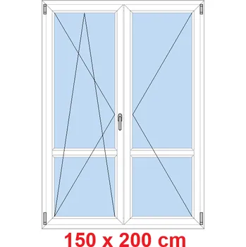 Okno Soft Dvoukřídlé balkonové dveře s příčkou 150x200 cm, otevíravé a sklopné