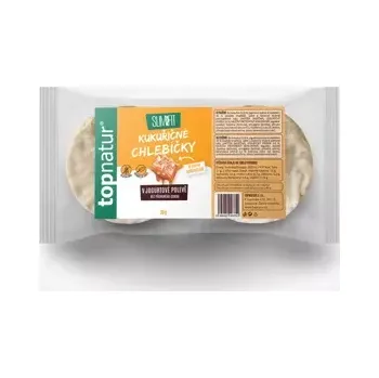 Trvanlivě pečivo Kukuřičné chlebíčky se slaným karamelem s jogurtovou polevou