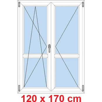 Okno Soft Dvoukřídlé balkonové dveře s příčkou 120x170 cm, otevíravé a sklopné