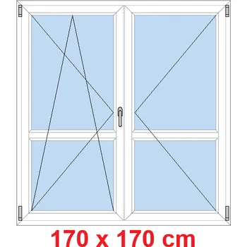 Okno Soft Dvoukřídlé balkonové dveře s příčkou 170x170 cm, otevíravé a sklopné