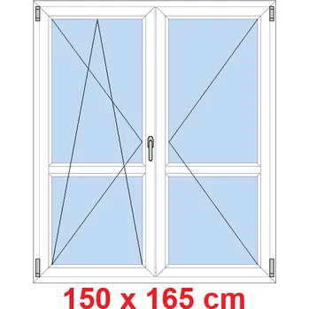 Okno Soft Dvoukřídlé balkonové dveře s příčkou 150x165 cm, otevíravé a sklopné