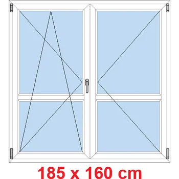 Okno Soft Dvoukřídlé balkonové dveře s příčkou 185x160 cm, otevíravé a sklopné