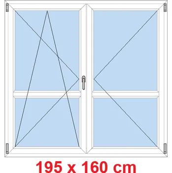 Okno Soft Dvoukřídlé balkonové dveře s příčkou 195x160 cm, otevíravé a sklopné
