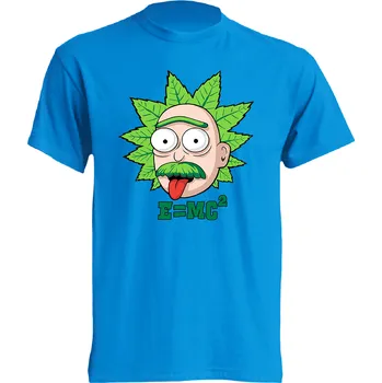 Pánské tričko levne-bavlnene-tricko-potisk-Einstein-Rick-Morty Barva: Azure - azurově modrá, velikost: L