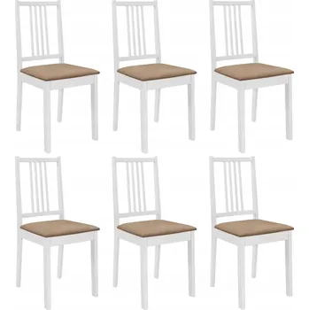 Jídelní židle Sada 6 Dřevěných Jídelních Židlí Bílo-Krémové Barvy 40x49x88,5 cm