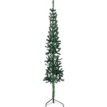 umělá květina Umělá vánoční poloviční stromek 180 cm zelený z PVC, šířka 48 cm, stojan 40x40 cm