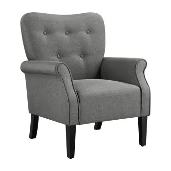 Křeslo Relaxační křeslo 611622 dark gray, s dřevěnými nohami, tmavě šedé - B YAHEETECH