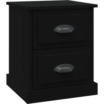 Noční stolek Černý noční stolek 39 x 39 x 47,5 cm, 2 zásuvky, materiál na bázi dřeva