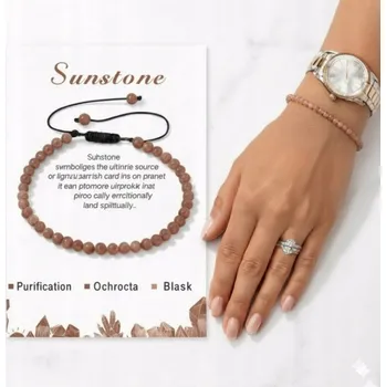 Náramek Kamień Słoneczny Bransoletka Regulowana Drobné Korálky