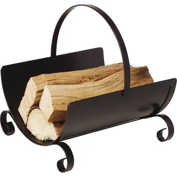 Krbová kamna LIENBACHER koš na dřevo 380x370x400mm se sklápěcím držadlem, černá