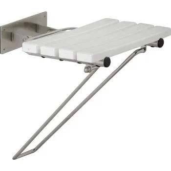 Koupelnové sedátko AZP BRNO REHA sedátko do sprchy, sklopné, broušená nerez ocel/bílá