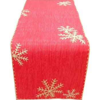 ubrus Vánoční běhoun na stůl červený 40x180 Vánoce Hvězdičky