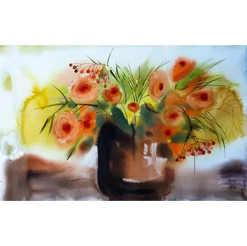 Obraz Obraz na plátně KVĚTINY VE VÁZE KYTICE 60x35cm do ložnice, obýváku, firmy